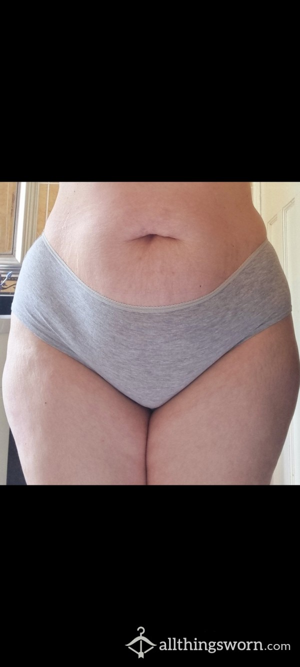 Grey Cotton Panties Full Brief