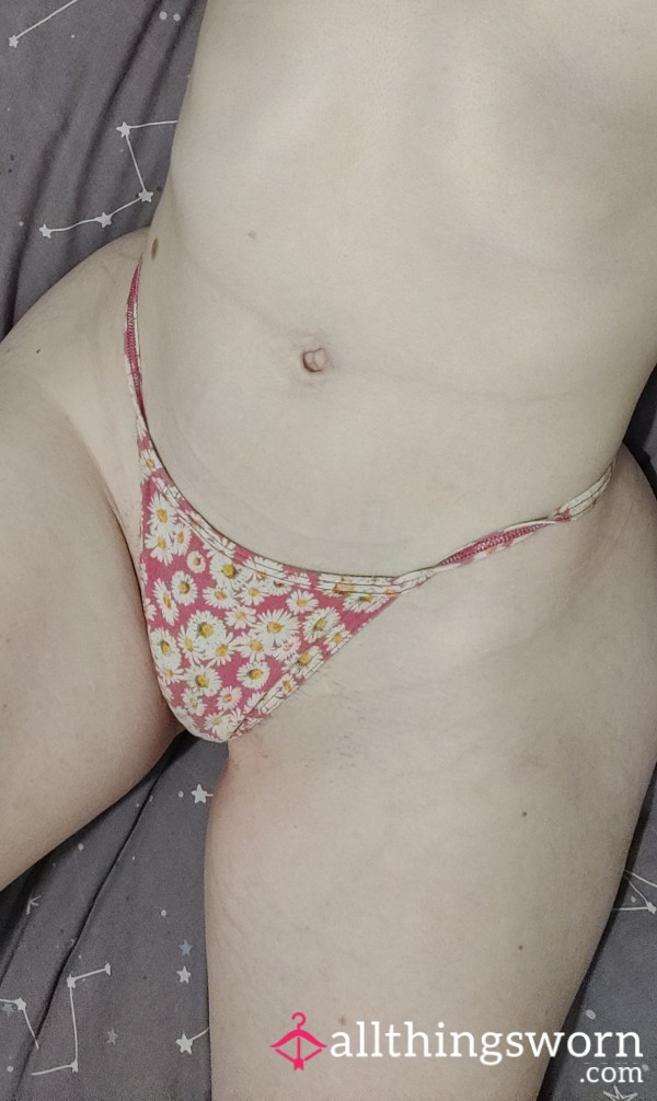 Cotton Pink Flor*l Thong