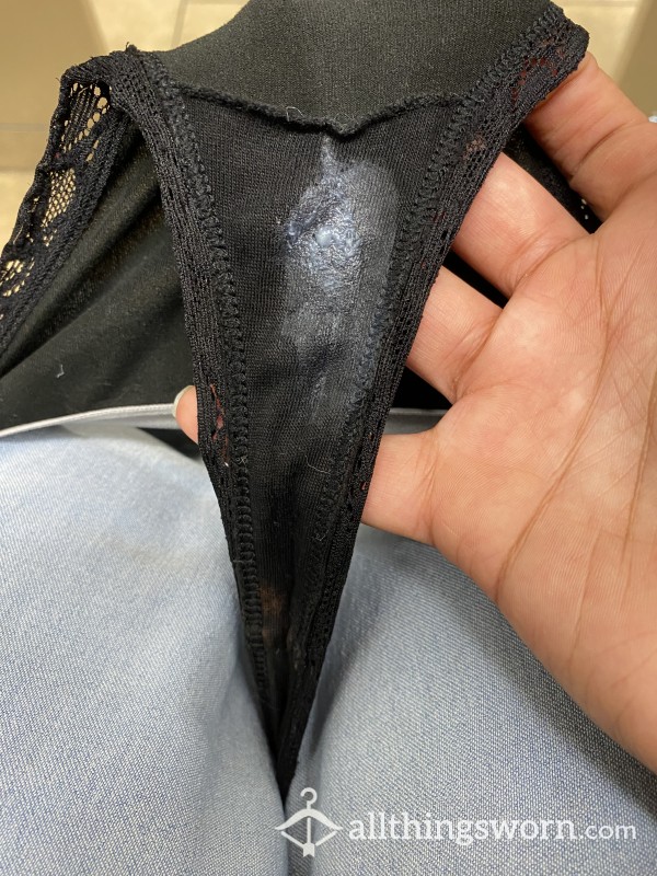 Creamy Black Thong