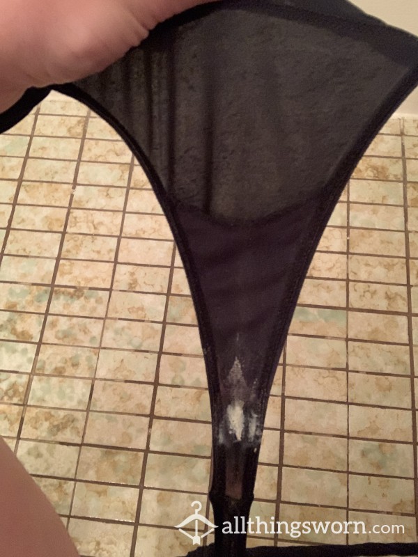 Creamy Black Thong Panty