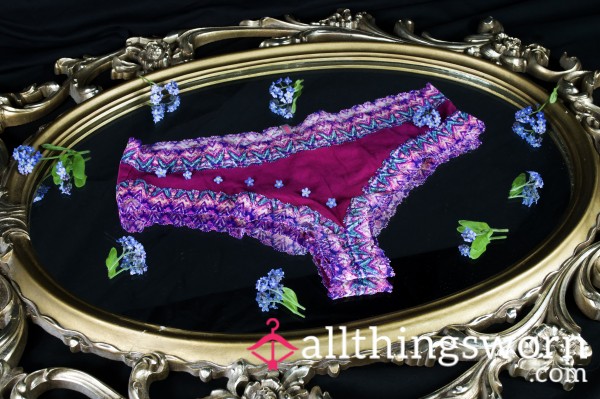 Creamy💦 Hot Pink Cheeky Victoria's Secret Cotton Fun Multi-Color Lace Waistband Panty