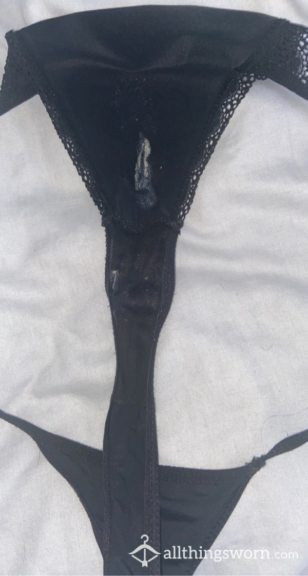 C*m Stained Black Thong