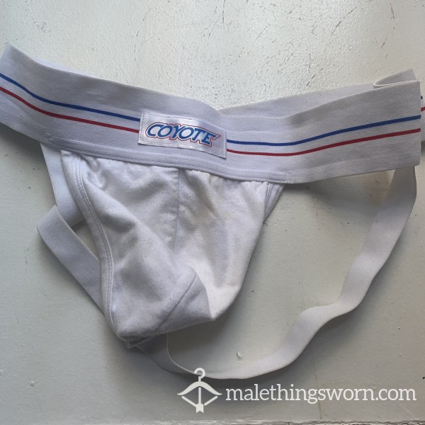 SOLD - C*m Stained Coyote Jockstrap - White