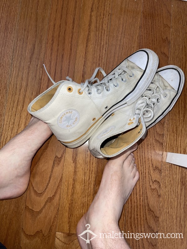 Custom White/Tan Converse Size 9