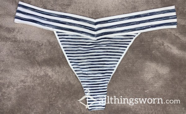 Cute And S**y Striped Thong Worn 8+ Hours Customizable