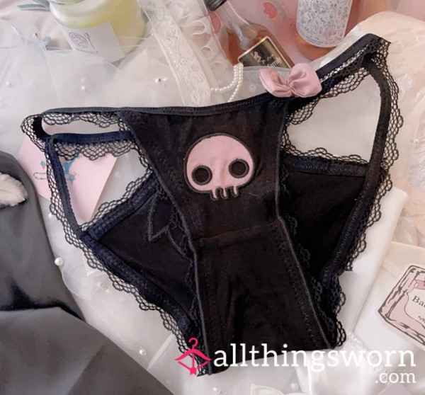 Cute Black Kuromi Skull Cutout Panty