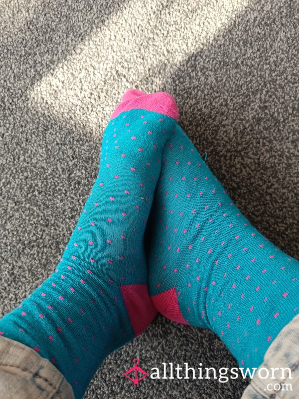 Cute Blue And Pink Socks