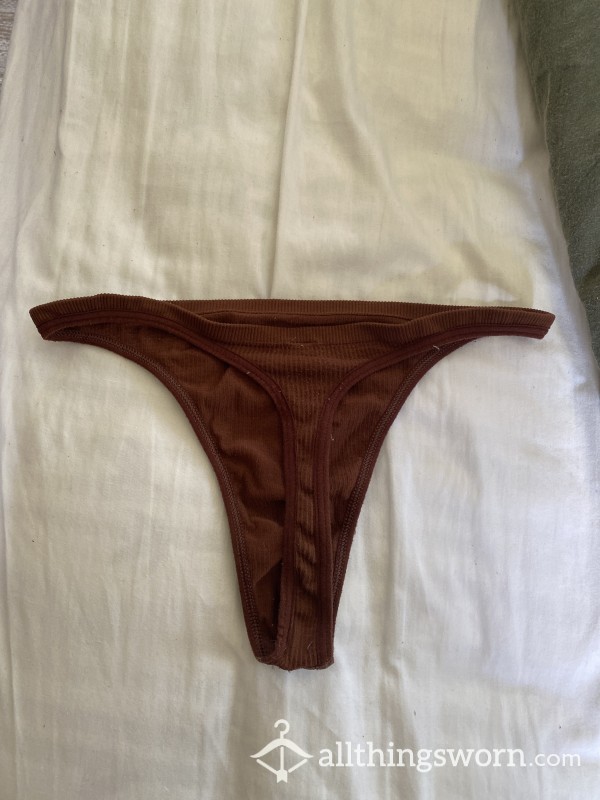 Cute Brown Ribbed Thong🧡