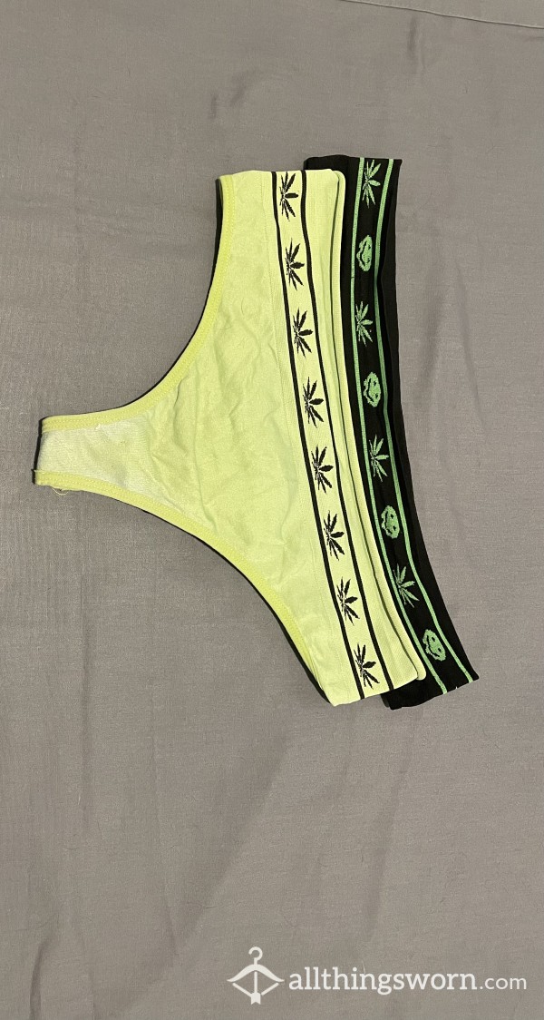 Cute Pot Leaf Cotton Thongs