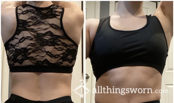 Black Lace Back Sports Bra