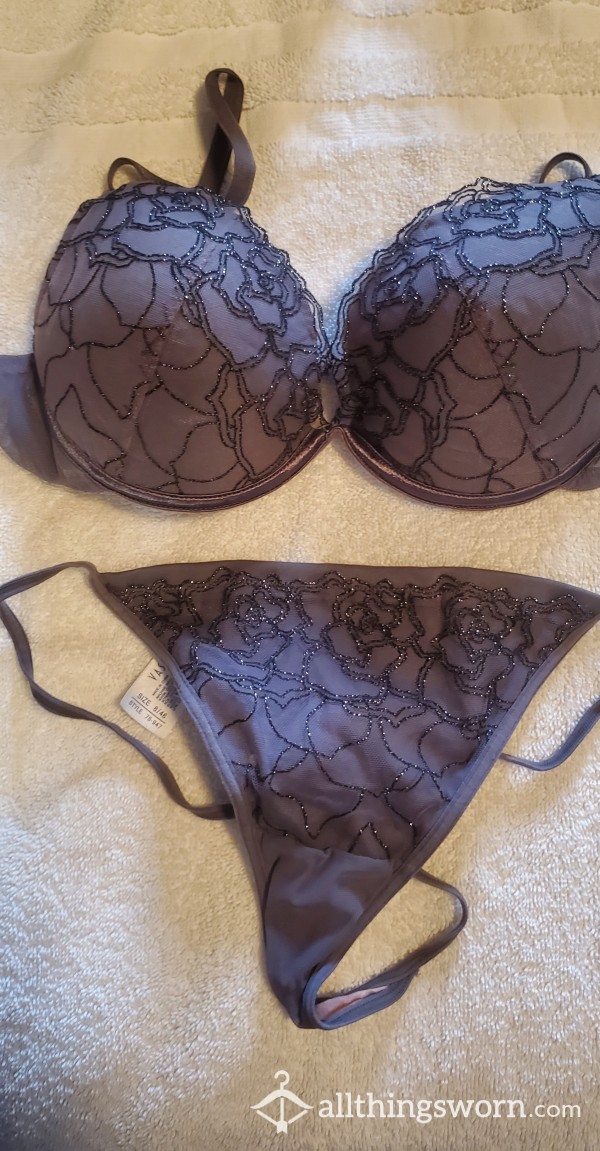 Dark Gray Bra & Thong - CUSTOM WEAR