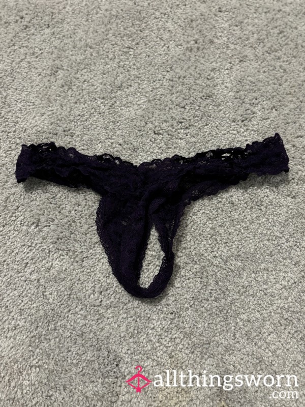 Dark Purple Lace Thong