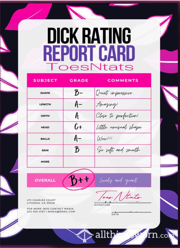 🍆 D*ck Report Cards + Ratings!!🥵