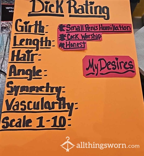 D*ck Ratings (Honest, C*ck Praise, Small Penis Humiliation) Written, Audio Or Video.