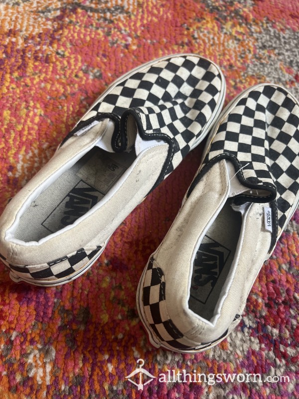 Dirty Checkered Slip On Vans