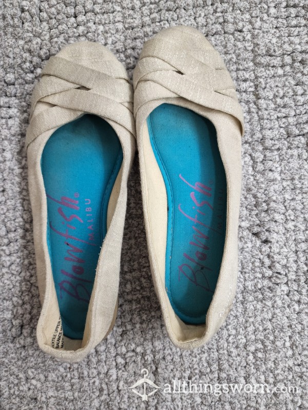 Dirty Flat Cream Color Well Worn Shoes