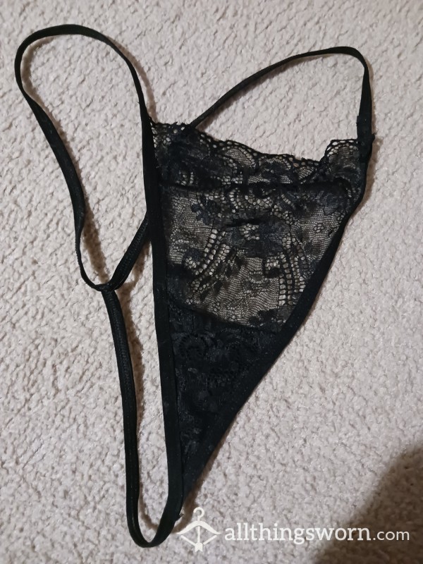 C*m Stained Lacy Black G-string