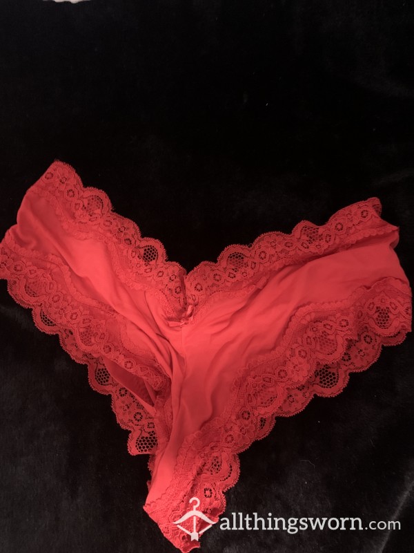 Dirty Red Silk Brazilian Knickers 😍❤️