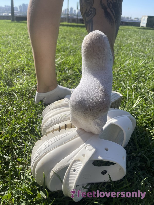 Dirty White Sports Socks After A Long Walk