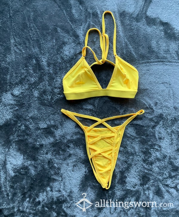 Yellow Bralette And Panty Set Size S