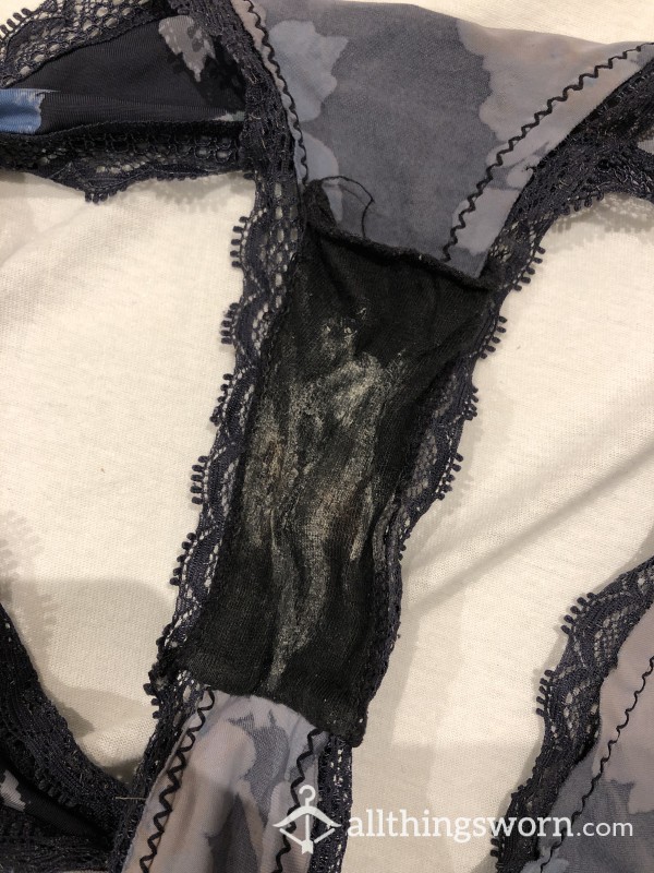 Dirty/well-worn Black, Lacy Panties - So Much C*m In Them🤤