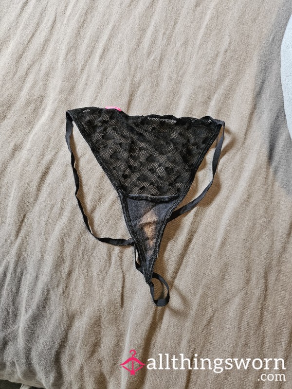 Discolored Black Top Lace Gstring