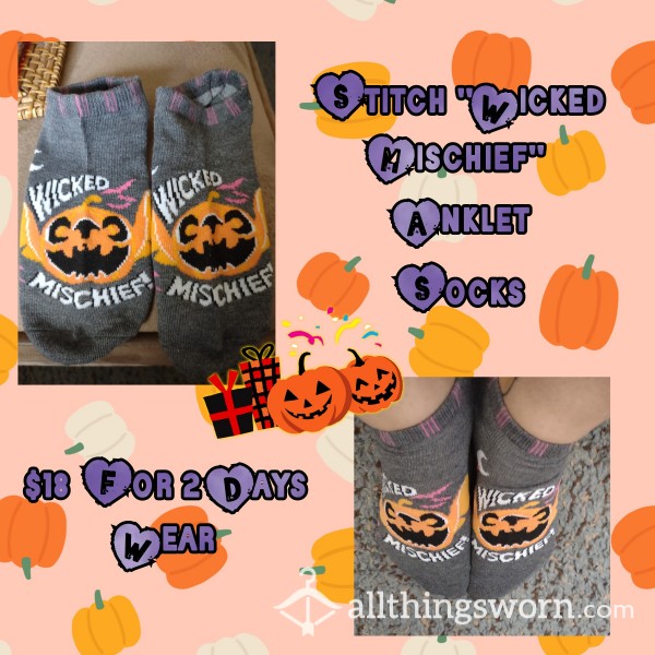 Disney Halloween St*tch Jack O Lantern "Wicked Mischief" Ankle Socks