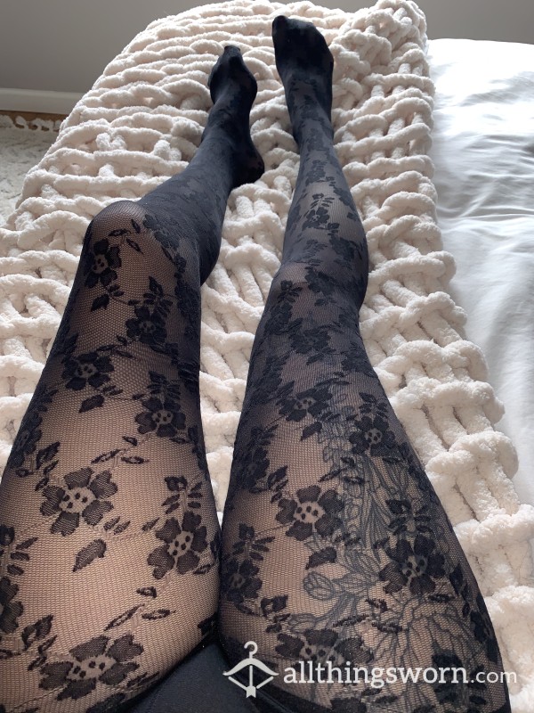 DKNY Flor*l Black Tights