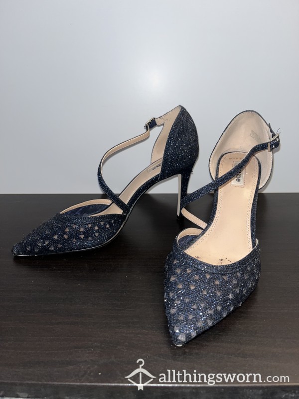 Dune London - Navy Blue Glittered Heels