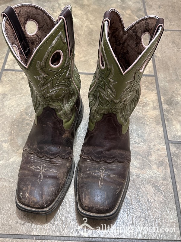 Durango 9 Green Square Toe Boots