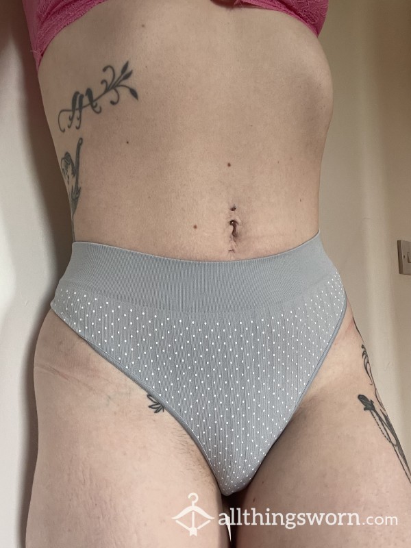 Dusty Blue Polkadot Thong