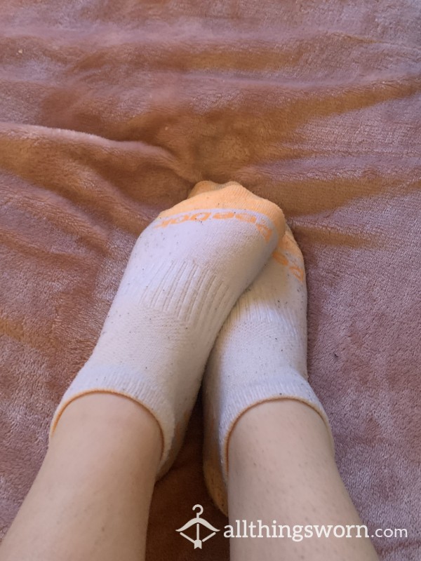 Extra Dirty Orange Trainer Socks With Gra** Stains