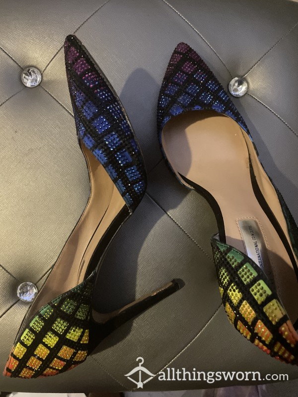 FABULOUS & S**Y MULTICOLORED STILETTOS BARELY WORN, $85