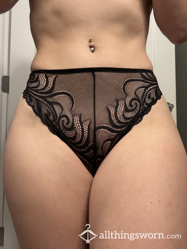 Fancy Black Mesh, Lace Thong (S)