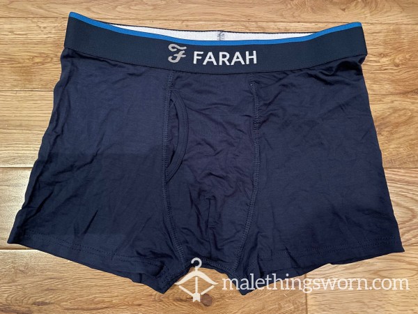 Farah Navy Blue Silky Bamboo Boxer Trunks With Key Hole Fly (M)