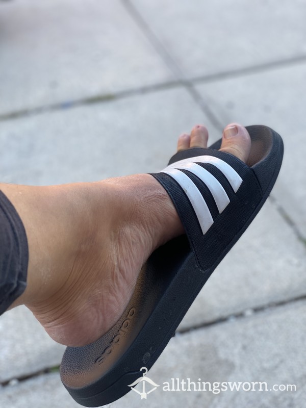 Feet In Black Sliders