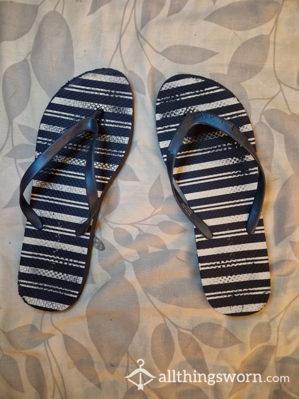 Flip Flops - Navy And White Stripe