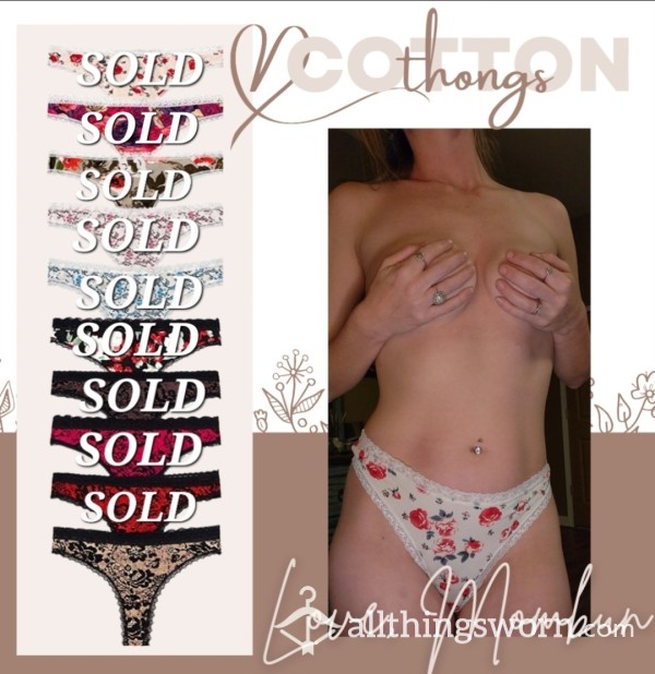 Flor*l Cotton Thongs