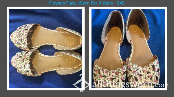 Flor*l Print Flats With Stains