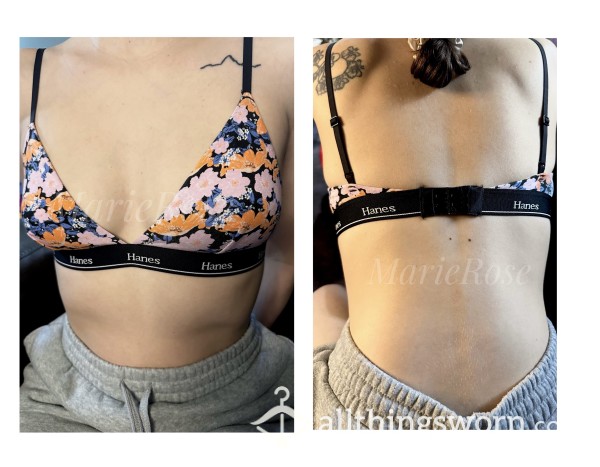 Flor*l Printed Hanes Cotton Triangle Bralette