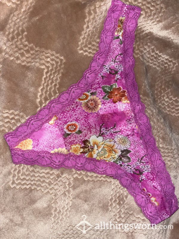 Flor*l Purple Thong