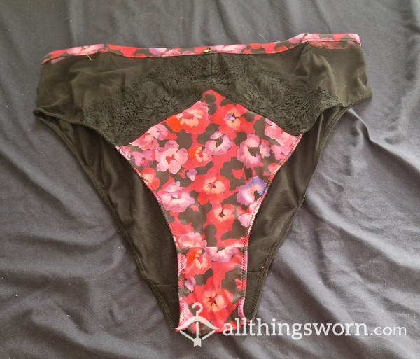 Flor*l Silk And Lace Panties