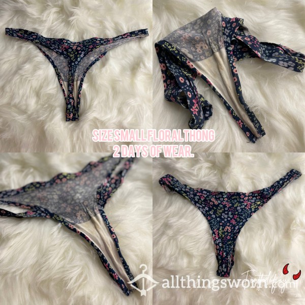 Flor*l Thong Worn 2 Days- Ready To Ship