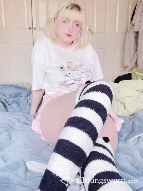 Fluffy Panda Thigh High Socks