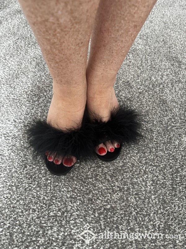 Fluffy S**y Worn Mules