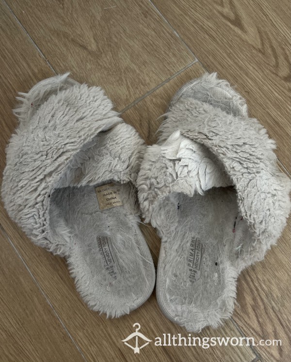 SOLD Fluffy Very Well Worn Slippers