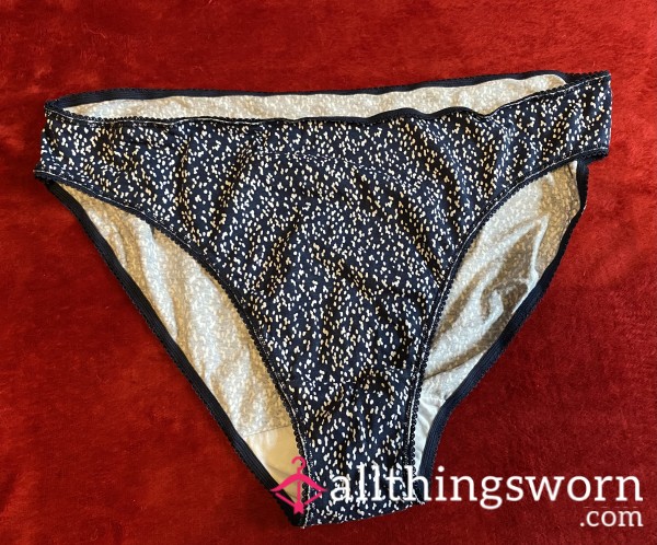 Full Cotton Panties Blue/ White Pattern