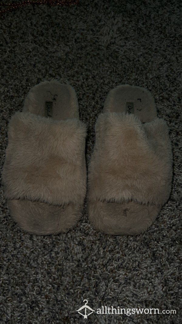 Fuzzy Brown Slippers