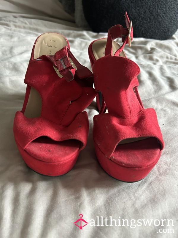 Goddess Velvet Red Strappy High Heels UKSize5