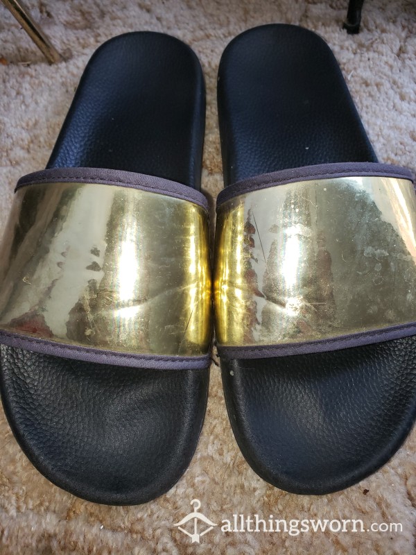 Gold Mens Slides Sz 11 Worn By Me